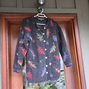 Vintage Wool Leaf Cardigan